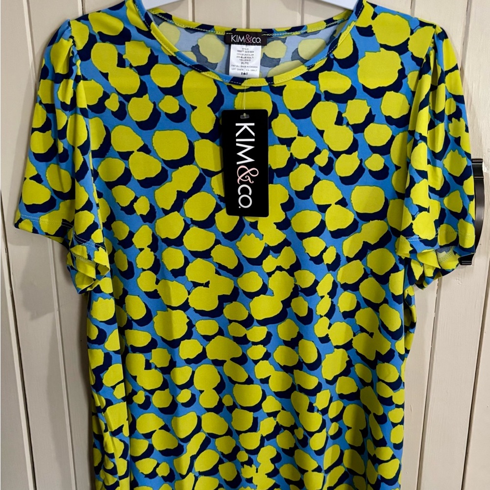 Women's Blue and Yellow Blousie top